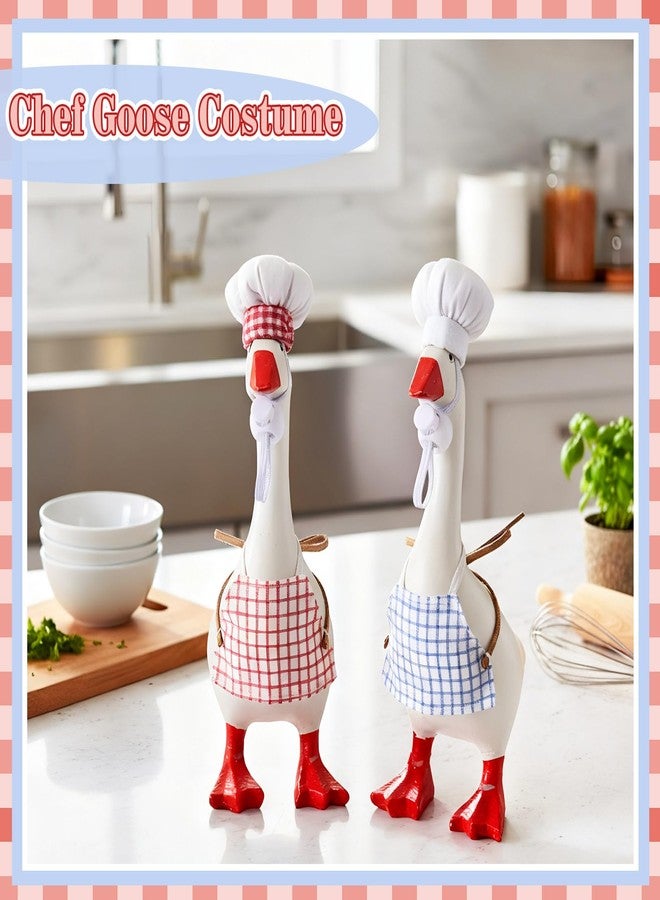 Sunnymove 2 Packs Mini Goose Chef Outfits Chef Hats and Aprons for 7-inch Desk Goose Statue Christmas Desk Decor Cute Magnetic Duck Costume Decor Christmas Gift - Image 4